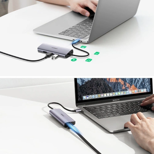 Kup UGREEN CM252 USB-C adapter HUB - 3 x USB / Ethernet RJ-45 / microUSB szürke - UGR1299GRY - {ean13} - Sklep Home Screen