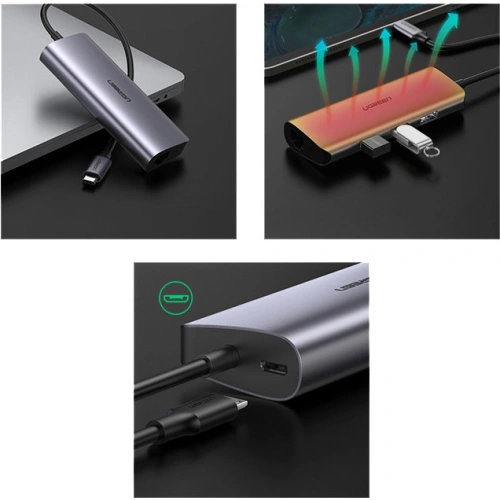 Kup Adapter-Hub UGREEN CM252 USB-C - 3 x USB / Ethernet RJ-45 / microUSB grau - UGR1299GRY - {ean13} - Sklep Home Screen