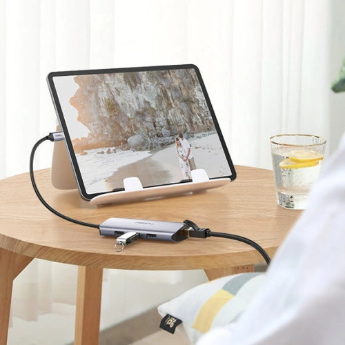 Kup Adapter-Hub UGREEN CM252 USB-C - 3 x USB / Ethernet RJ-45 / microUSB grau - UGR1299GRY - {ean13} - Sklep Home Screen