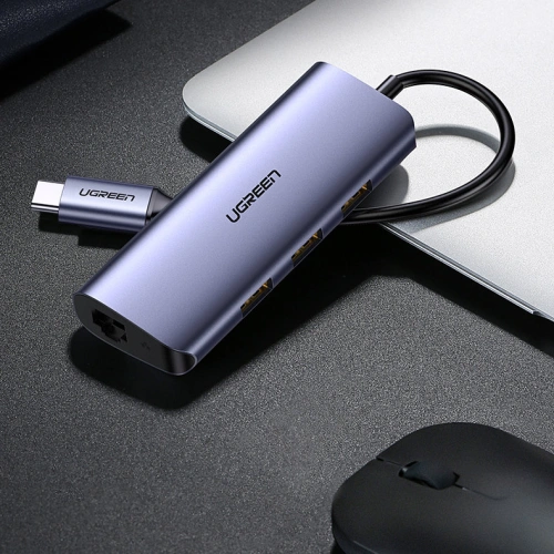 Kup Adapter-Hub UGREEN CM252 USB-C - 3 x USB / Ethernet RJ-45 / microUSB grau - UGR1299GRY - {ean13} - Sklep Home Screen