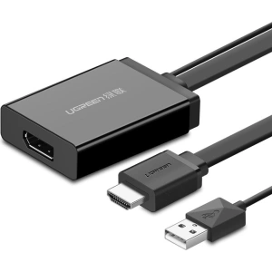 Adapter jednokierunkowy UGREEN MM107 HDMI (męski) - Display Port (żeński) + USB (do zasilania) 0,5m czarny