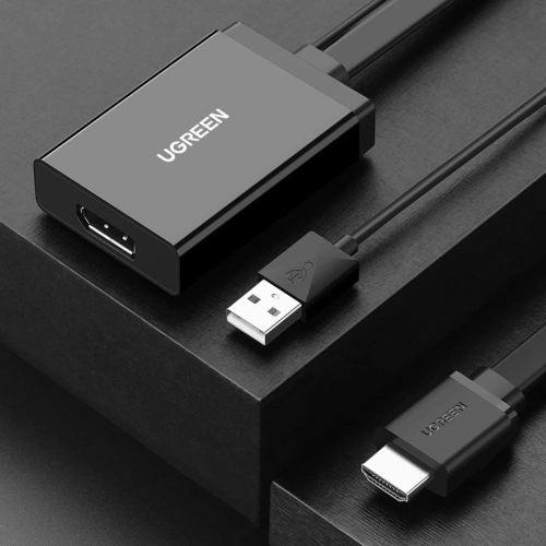 Kup Jednosměrný adaptér UGREEN MM107 HDMI (samec) - Display Port (samice) + USB (pro napájení) 0,5m černý - UGR1305BLK - {ean13} - Sklep Home Screen