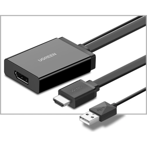 Kup Jednosměrný adaptér UGREEN MM107 HDMI (samec) - Display Port (samice) + USB (pro napájení) 0,5m černý - UGR1305BLK - {ean13} - Sklep Home Screen