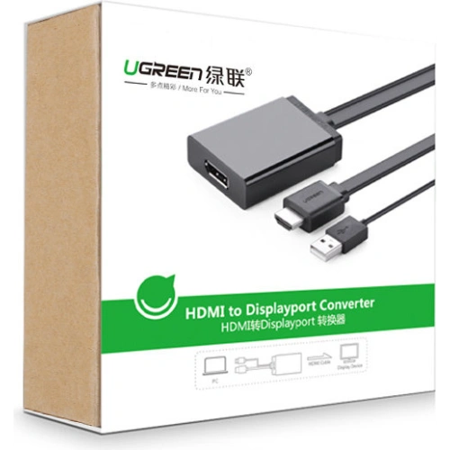 Kup Jednosměrný adaptér UGREEN MM107 HDMI (samec) - Display Port (samice) + USB (pro napájení) 0,5m černý - UGR1305BLK - {ean13} - Sklep Home Screen