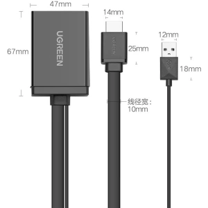 Adapter jednokierunkowy UGREEN MM107 HDMI (męski) - Display Port (żeński) + USB (do zasilania) 0,5m czarny