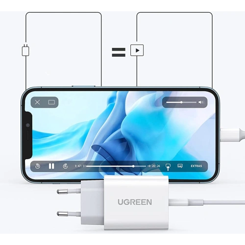 Kup Netzteil UGREEN USB-C Power Delivery 20W + USB-C-auf-Lightning-Kabel MFI weiß - UGR1307WHT - {ean13} - Sklep Home Screen