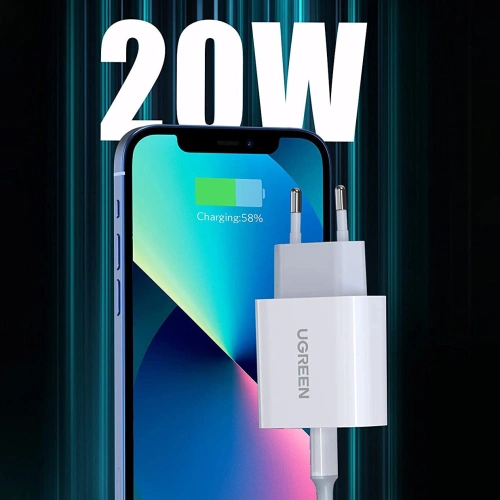 Kup Netzteil UGREEN USB-C Power Delivery 20W + USB-C-auf-Lightning-Kabel MFI weiß - UGR1307WHT - {ean13} - Sklep Home Screen