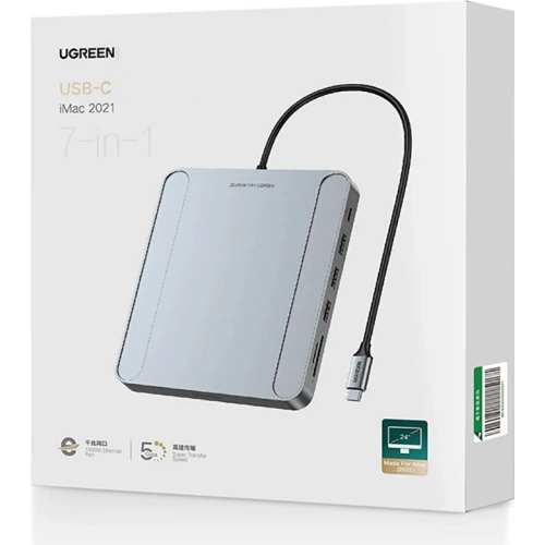 Buy UGREEN CM522 USB Type C HUB - 3 x USB Type A 3.1 Gen 1 + SD/TF + RJ45 Grey - UGR1315GRY - {ean13} - Home Screen Store Europe