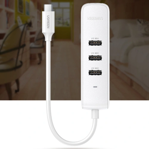 Kup Hub UGREEN CM416 4w1 USB-C - 3x USB 3.1 Gen 1 + RJ45 PD bílý - UGR1316WHT - {ean13} - Sklep Home Screen