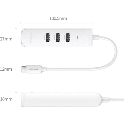 Kup Hub UGREEN CM416 4w1 USB-C - 3x USB 3.1 Gen 1 + RJ45 PD bílý - UGR1316WHT - {ean13} - Sklep Home Screen