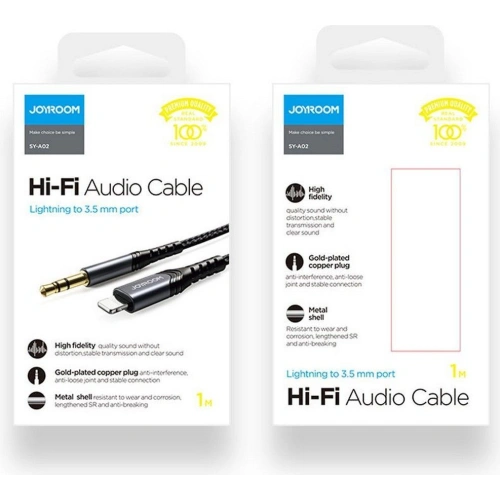 Kup Kabel audio Joyroom SY-A02 Lightning - AUX 200cm Černý - JYR094BLK - {ean13} - Sklep Home Screen