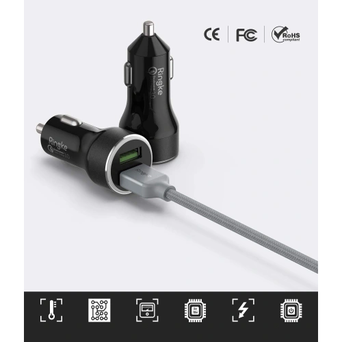 Kup Ładowarka samochodowa Ringke RealX2 2x Quick Charge 3.0 Black - RGK921 - {ean13} - Sklep Home Screen