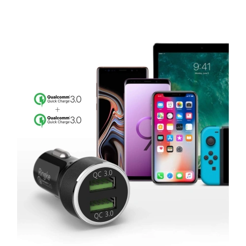 Kup Ładowarka samochodowa Ringke RealX2 2x Quick Charge 3.0 Black - RGK921 - {ean13} - Sklep Home Screen