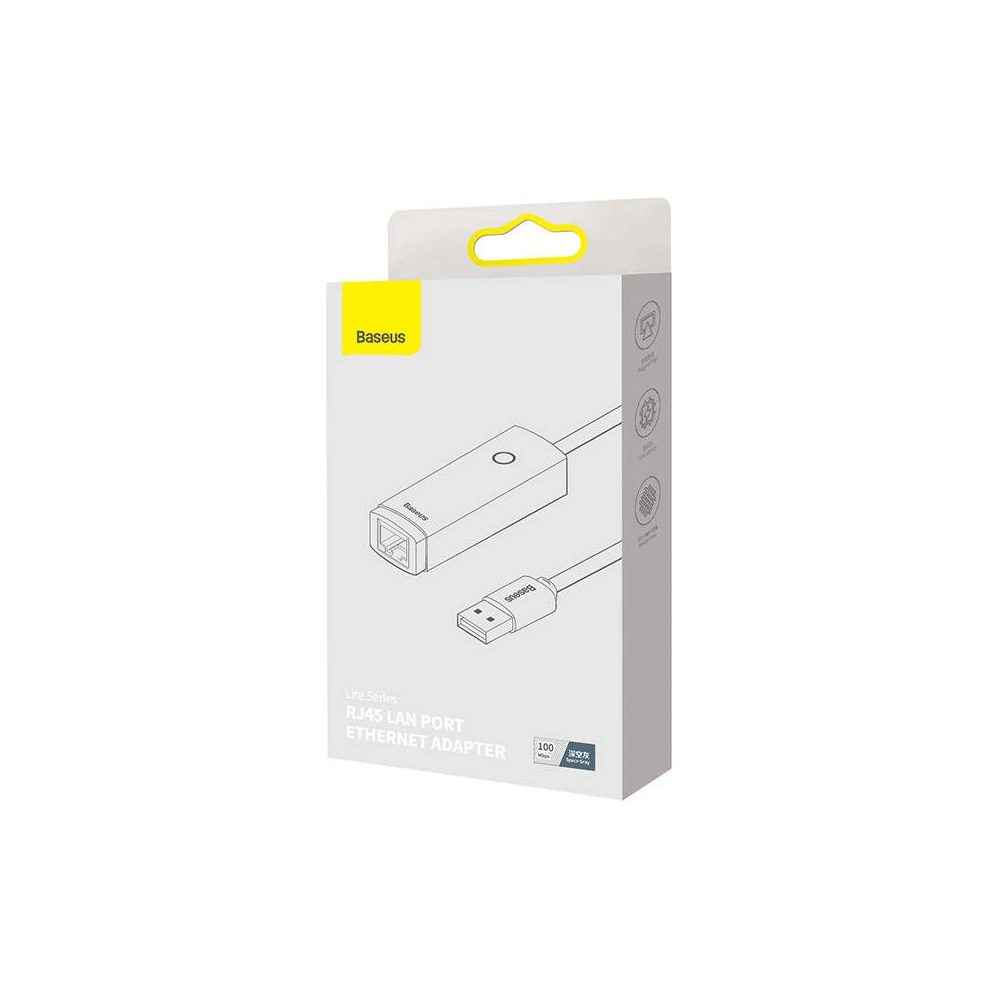 Adapter sieciowy Baseus Lite Series USB do RJ45, 100Mbps (szary)