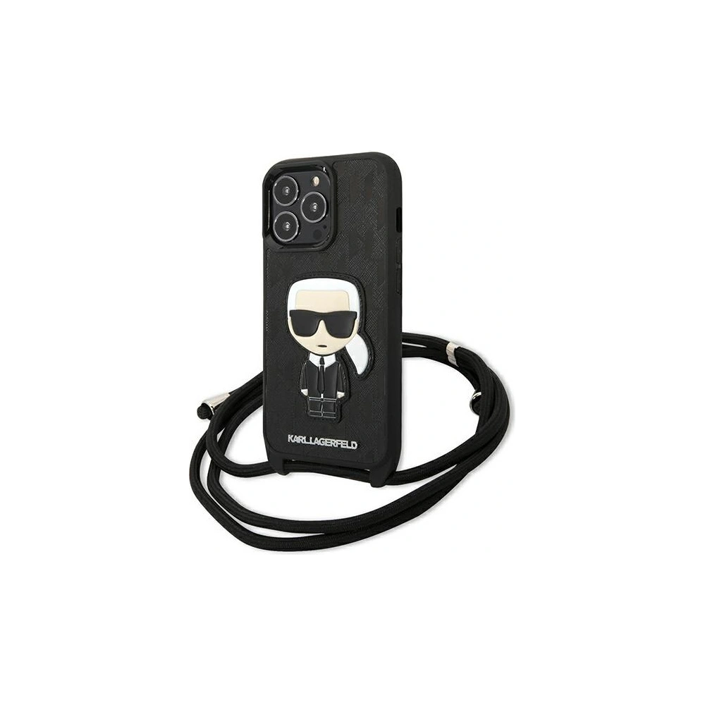 Etui Karl Lagerfeld KLHCP13LCMNIPK Apple iPhone 13 Pro hardcase czarny/black Leather Monogram Patch and Cord Iconik