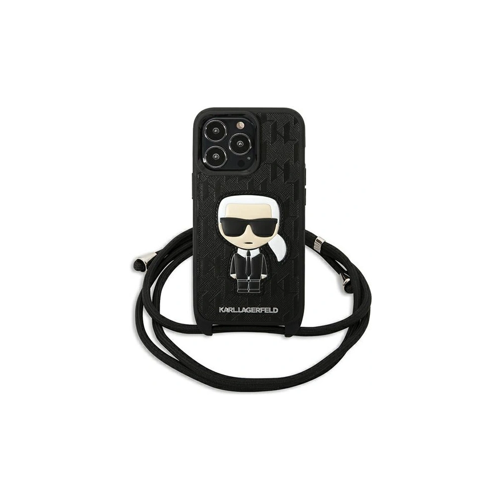Etui Karl Lagerfeld KLHCP13LCMNIPK Apple iPhone 13 Pro hardcase czarny/black Leather Monogram Patch and Cord Iconik