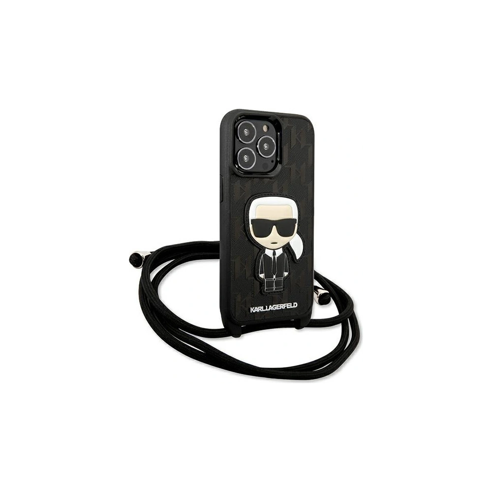 Etui Karl Lagerfeld KLHCP13LCMNIPK Apple iPhone 13 Pro hardcase czarny/black Leather Monogram Patch and Cord Iconik
