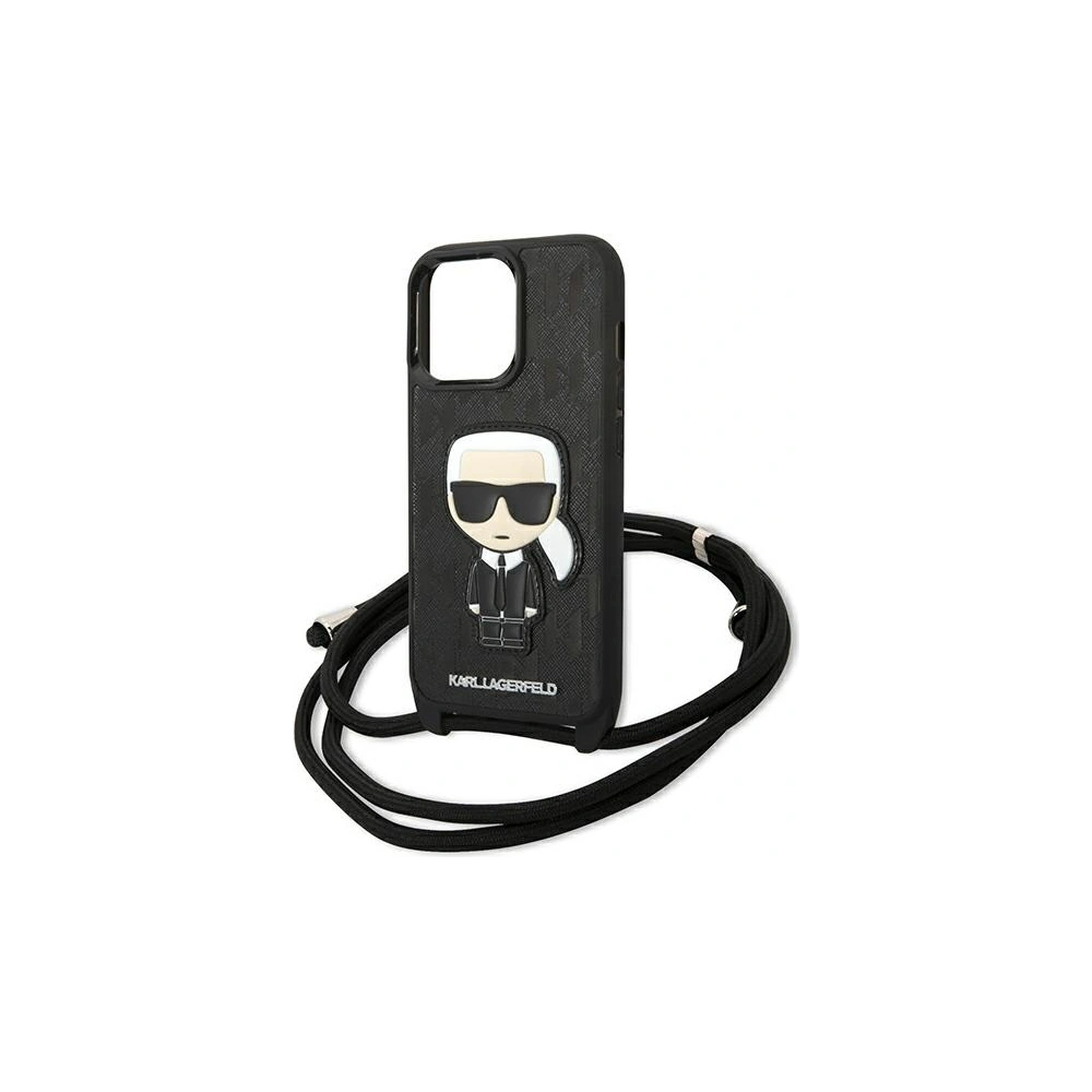Etui Karl Lagerfeld KLHCP13LCMNIPK Apple iPhone 13 Pro hardcase czarny/black Leather Monogram Patch and Cord Iconik
