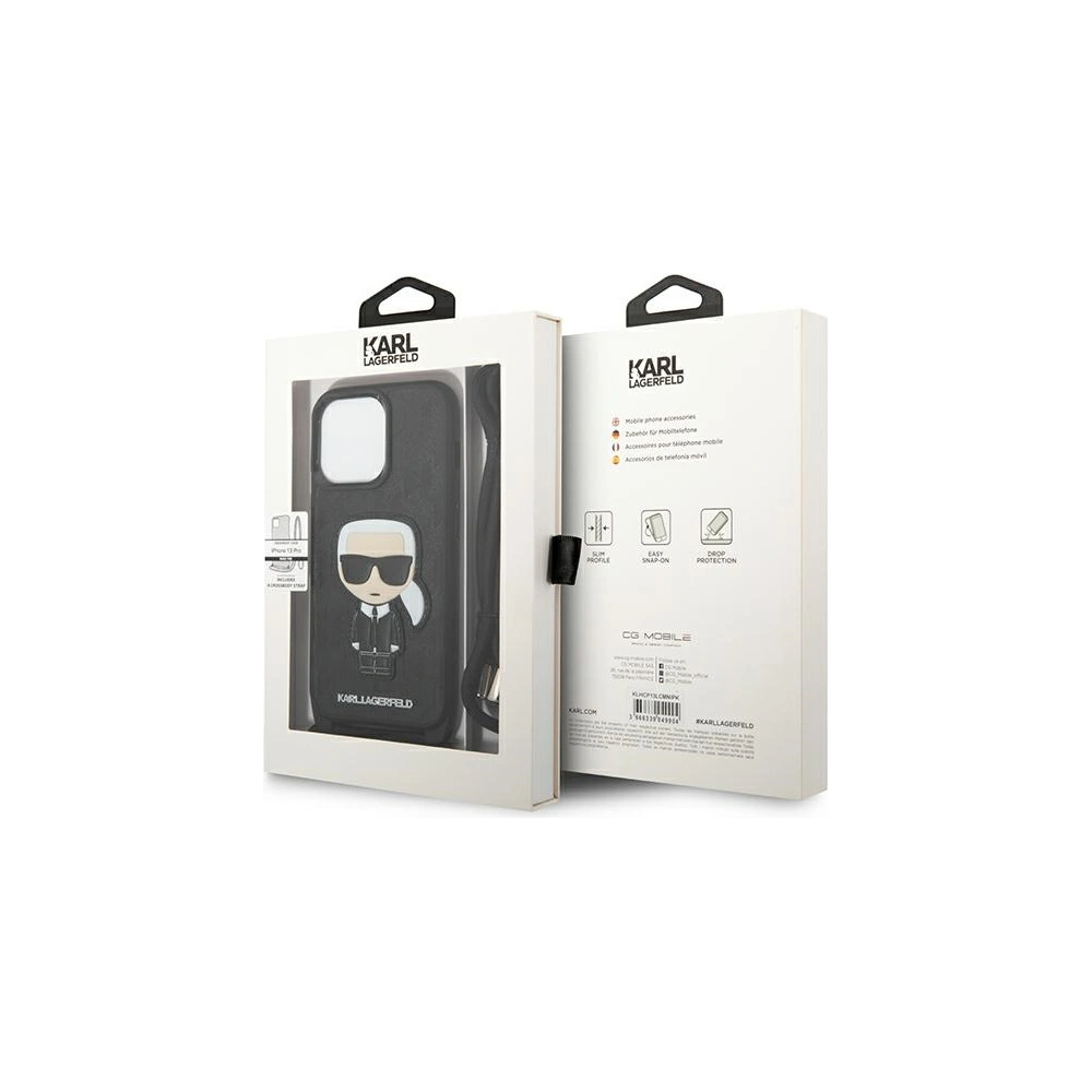 Etui Karl Lagerfeld KLHCP13LCMNIPK Apple iPhone 13 Pro hardcase czarny/black Leather Monogram Patch and Cord Iconik