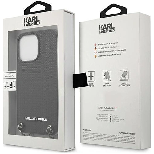Kup Etui Karl Lagerfeld KLHCP13LPMK Apple iPhone 13 Pro hardcase czarny/black Leather Textured and Chain - KLD954BLK - {ean13} - Sklep Home Screen