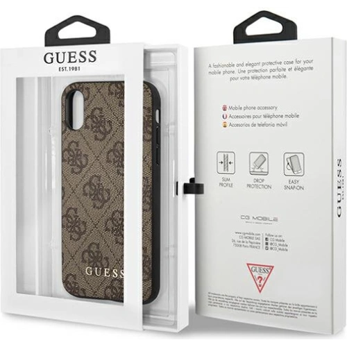 Kup Case Guess GUHCI65G4GFBR Apple iPhone XS Max braun/braun Hülle Hard Case 4G Metall Gold Logo - GUE1820BR - {ean13} - Sklep Home Screen