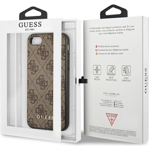 Kup Hülle Guess GUHCI8G4GFBR Apple iPhone SE 2022/2020/8/7 braun/braunes Hardcase 4G Metal Gold Logo - GUE1821BR - {ean13} - Sklep Home Screen