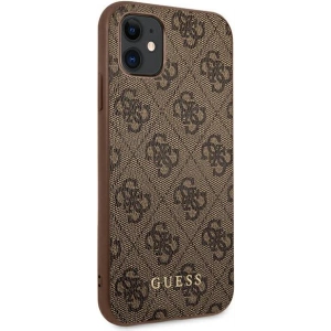 Etui Guess GUHCN61G4GFBR Apple iPhone 11 brązowy/brown hard case 4G Metal Gold Logo