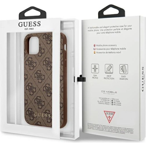 Kup Etui Guess GUHCN61G4GFBR Apple iPhone 11 brązowy/brown hard case 4G Metal Gold Logo - GUE1828BR - {ean13} - Sklep Home Screen