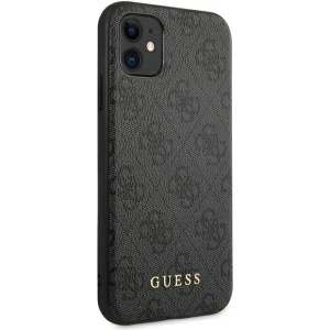 Etui Guess GUHCN61G4GFGR Apple iPhone 11 szary/grey hard case 4G Metal Gold Logo