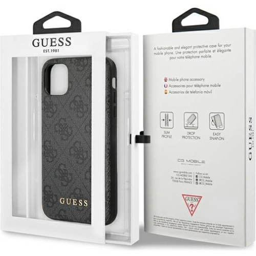 Kup Etui Guess GUHCN61G4GFGR Apple iPhone 11 szary/grey hard case 4G Metal Gold Logo - GUE1829GRY - {ean13} - Sklep Home Screen