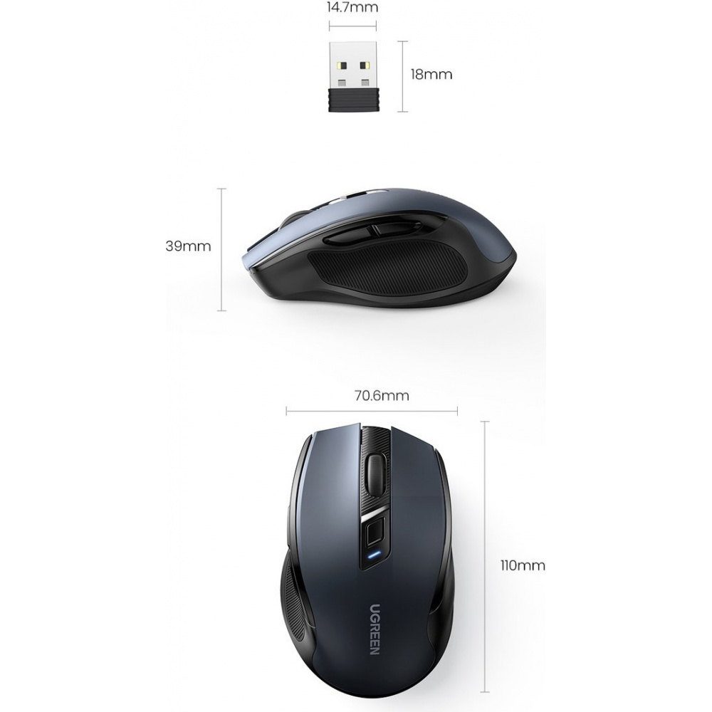 UGREEN MU006 USB optical wireless mouse 2.4GHz 4000DPI black