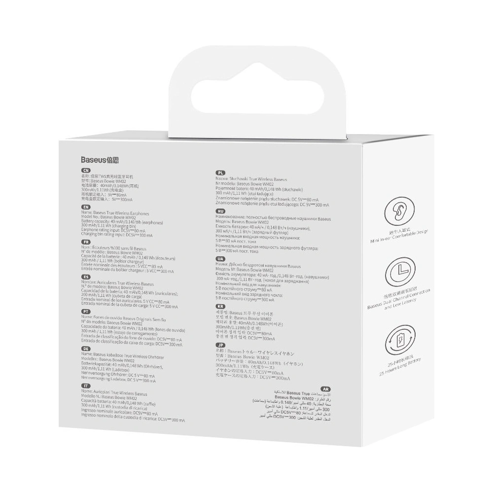 Słuchawki TWS Baseus Bowie WM02 Bluetooth 5.3 biały