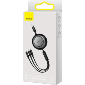 Kabel Baseus Bright Mirror 2 3w1 USB-A - microUSB + Lightning + USB-C 3.5A 1.1m czarny