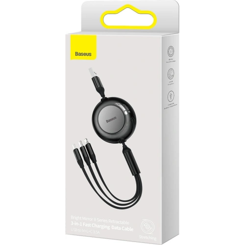 Kup Kabel Baseus Bright Mirror 2 3w1 USB-A - microUSB + Lightning + USB-C 3.5A 1.1m černý - BSU3382BLK - {ean13} - Sklep Home Screen