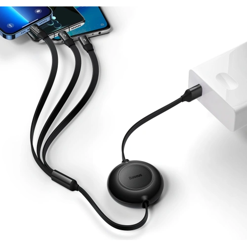 Kup Kabel Baseus Bright Mirror 2 3w1 USB-A - microUSB + Lightning + USB-C 3.5A 1.1m černý - BSU3382BLK - {ean13} - Sklep Home Screen