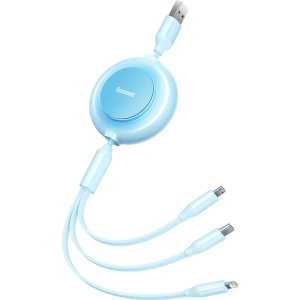 Kabel Baseus Bright Mirror 2 3w1 USB-A - microUSB + Lightning + USB-C 3.5A 1.1m modrý