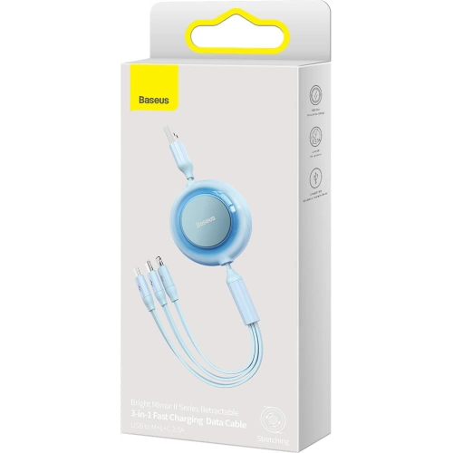 Buy Baseus Bright Mirror 2 3in1 USB USB-A - microUSB + Lightning + USB-C 3.5A 1.1m blue - BSU3383BLU - {ean13} - Home Screen Store Europe