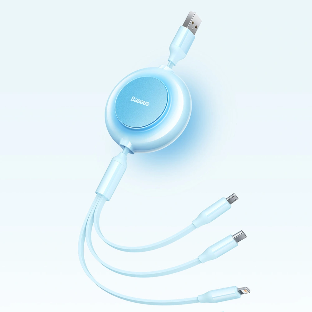 Kabel Baseus Bright Mirror 2 3w1 USB-A - microUSB + Lightning + USB-C 3.5A 1.1m błękitny