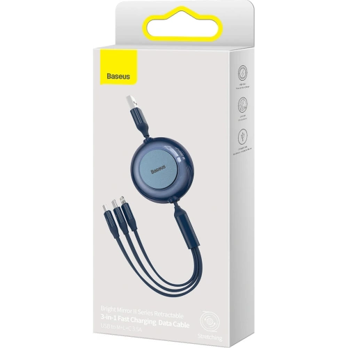 Kup Cablul Baseus Bright Mirror 2 3w1 USB-A - microUSB + Lightning + USB-C 3.5A 1.1m albastru - BSU3384NAV - {ean13} - Sklep Home Screen