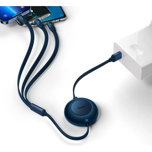 Kup Cablul Baseus Bright Mirror 2 3w1 USB-A - microUSB + Lightning + USB-C 3.5A 1.1m albastru - BSU3384NAV - {ean13} - Sklep Home Screen