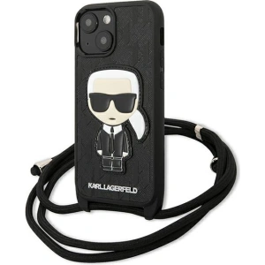 Kup Hülle Karl Lagerfeld KLHCP13SCMNIPK Apple iPhone 13 mini Hartschale schwarz/schwarzes Leder Monogram Patch und Kordel Iconik - KLD964BLK - {ean13} - Sklep Home Screen