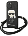 Etui Karl Lagerfeld KLHCP13SCMNIPK Apple iPhone 13 mini hardcase negru/black Leather Monogram Patch and Cord Iconik