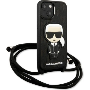 Kup Hülle Karl Lagerfeld KLHCP13SCMNIPK Apple iPhone 13 mini Hartschale schwarz/schwarzes Leder Monogram Patch und Kordel Iconik - KLD964BLK - {ean13} - Sklep Home Screen