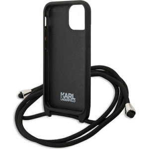 Kup Hülle Karl Lagerfeld KLHCP13SCMNIPK Apple iPhone 13 mini Hartschale schwarz/schwarzes Leder Monogram Patch und Kordel Iconik - KLD964BLK - {ean13} - Sklep Home Screen