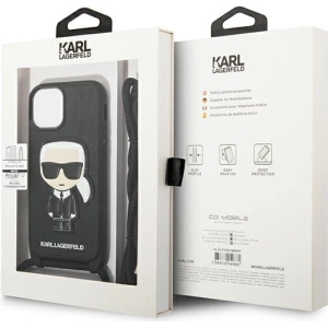 Kup Hülle Karl Lagerfeld KLHCP13SCMNIPK Apple iPhone 13 mini Hartschale schwarz/schwarzes Leder Monogram Patch und Kordel Iconik - KLD964BLK - {ean13} - Sklep Home Screen