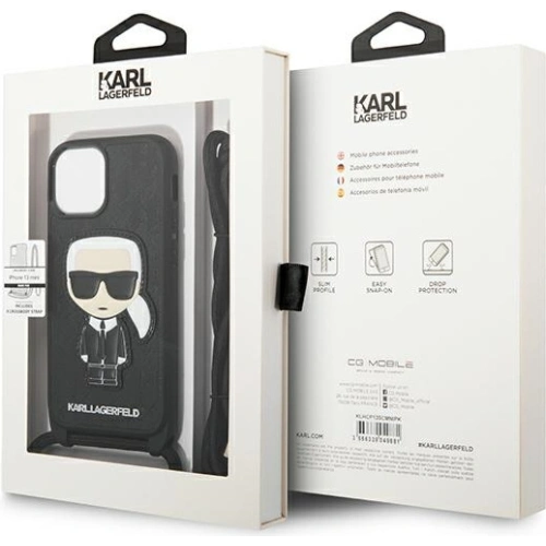 Kup Etui Karl Lagerfeld KLHCP13SCMNIPK Apple iPhone 13 mini hardcase černý/black Leather Monogram Patch and Cord Iconik - KLD964BLK - {ean13} - Sklep Home Screen