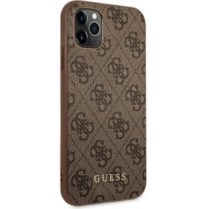 Buy Guess GUHCN65G4GFBR Apple iPhone 11 Pro Max brown hard case 4G Metal Gold Logo - GUE1831BR - {ean13} - Home Screen Store Europe