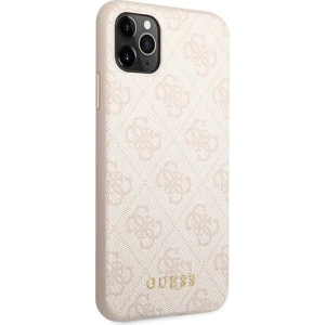 Buy Guess GUHCN65G4GFPI Apple iPhone 11 Pro Max pink hard case 4G Metal Gold Logo - GUE1833PNK - {ean13} - Home Screen Store Europe