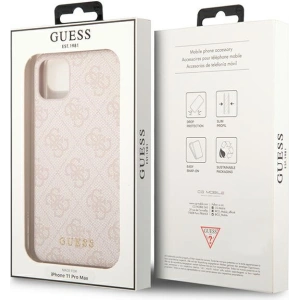Buy Guess GUHCN65G4GFPI Apple iPhone 11 Pro Max pink hard case 4G Metal Gold Logo - GUE1833PNK - {ean13} - Home Screen Store Europe