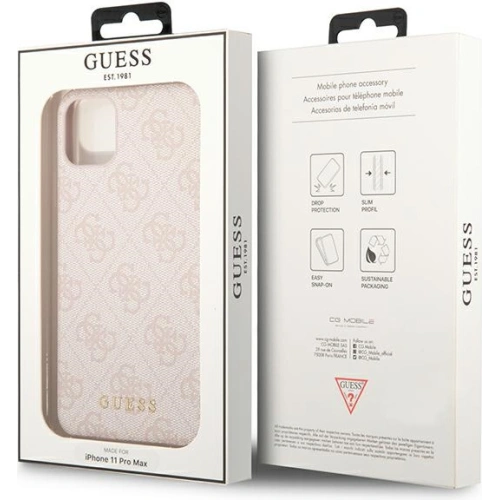 Buy Guess GUHCN65G4GFPI Apple iPhone 11 Pro Max pink hard case 4G Metal Gold Logo - GUE1833PNK - {ean13} - Home Screen Store Europe